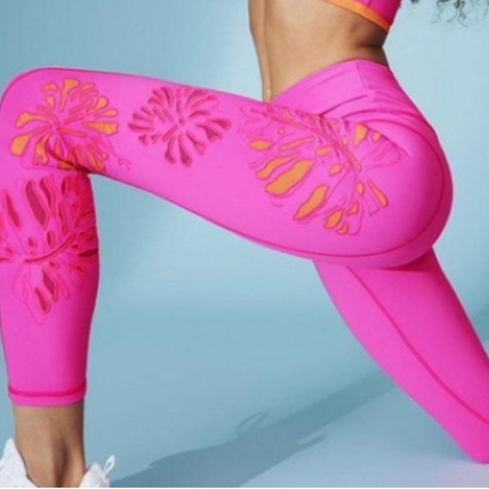 Free People Pink and Orange Cut-Out Leggings